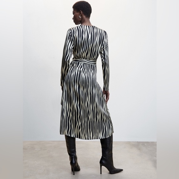 Mango Striped Midi Wrap Dress - Picture 3 of 13